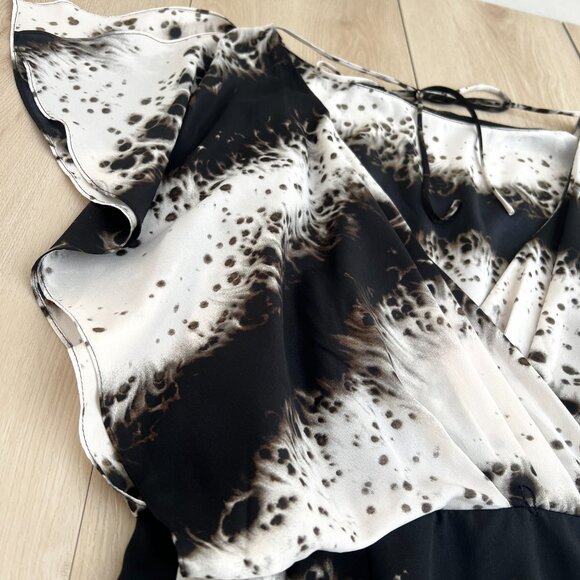 Jessica Simpson Christina Print Black White Watercolor Plunging Back Tunic Dress - Picture 2 of 15